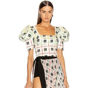 SILVIA TCHERASSI Brett Top Rainbow Check Size XS NEW